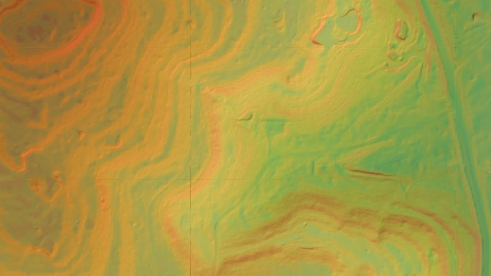 Color digital elevation model of a site used for floodplain and drainage planning