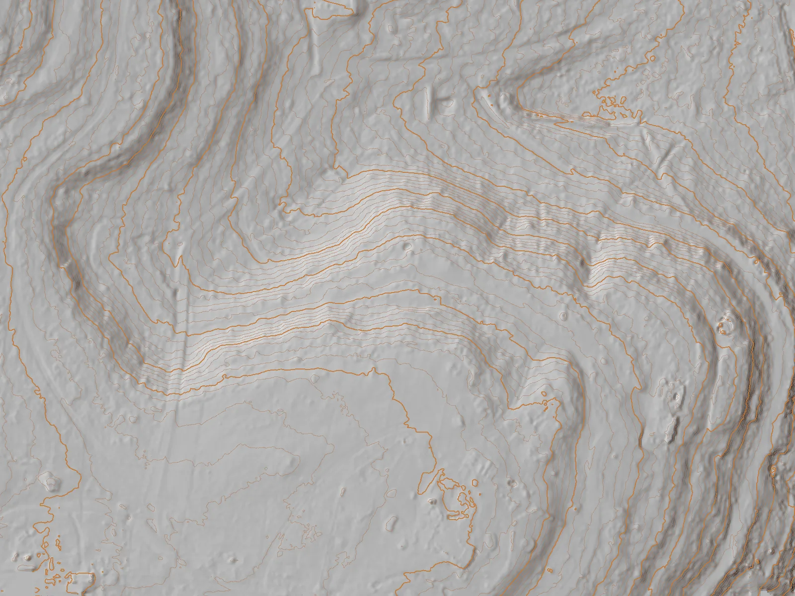 1 ft contours with 5 ft majors over the bare-earth relief of the showcase ranch, July 2026 LiDAR scan.