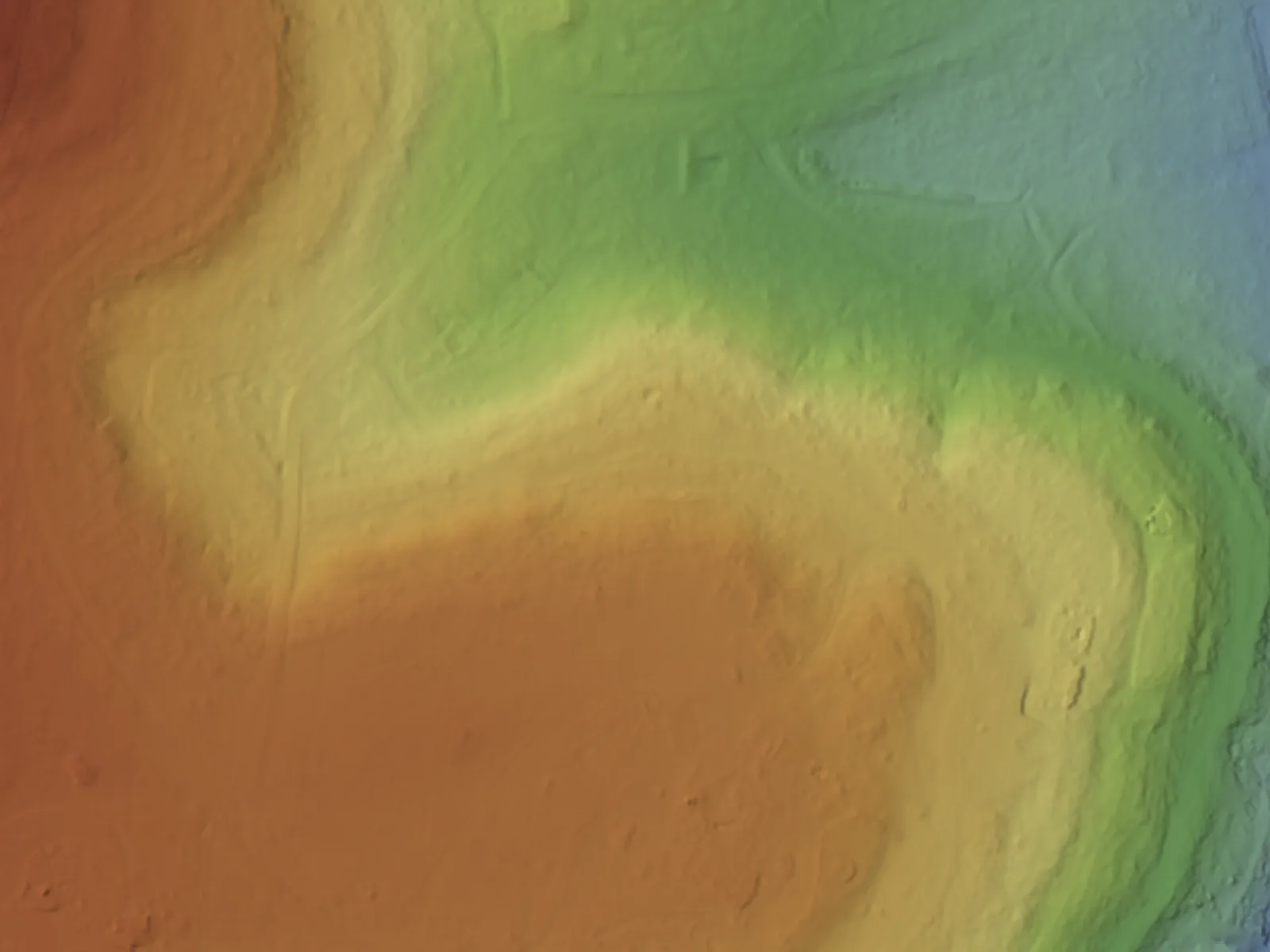 The same ground as bare earth, every tree removed — the surface every terrain and water layer is built on.